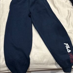 Fila Boys Navy Sweatpants with Red & White Logo